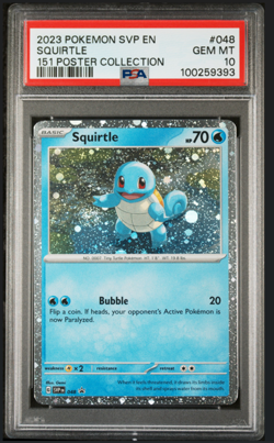 Pokemon Squirtle 151 Poster Coll. Holo Promo SVP EN 048 PSA 10 Gem Mint SWIRL - Image 1