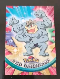 💥 Pokemon 1999 Topps TV Animation Edition Series 1 Machamp 68 LP Blue Logo - Image 1