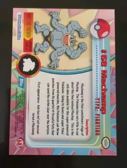 💥 Pokemon 1999 Topps TV Animation Edition Series 1 Machamp 68 LP Blue Logo - Image 2