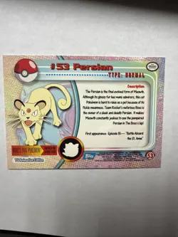LP Topps Persian 53 Pokemon Tv Animation 1999 - Image 2