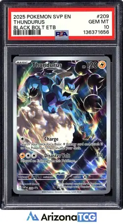 Pokemon 2025 Thundurus 209 Full Art Promo Black Bolt ETB GEM MINT PSA 10 - Image 1