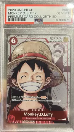 Monkey.D.Luffy (Premium Coll) 25th Anniversary P-001 One Piece Promo PSA 10 - Image 2