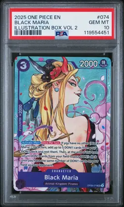 2025 ONE PIECE PROMOS ILLUSTRATION BOX VOL.2 #074 BLACK MARIA PSA 10 - Image 1