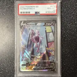 Pokemon Mewtwo v TCG Card PSA 10, 072/078, SWSH Pokemon Go - Image 1