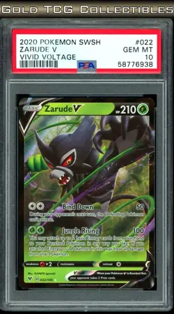 PSA 10 ⭐ Pokemon Zarude V 022 Vivid Voltage Full Art Graded Card - Image 1