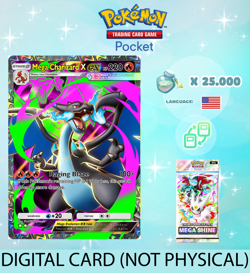 Pokemon TCG Pocket - Mega Charizard X ex Full Art Card (English) - Image 1