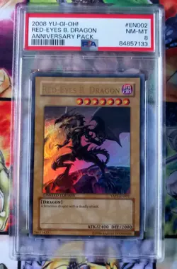 PSA 8 Yu-Gi-Oh! Red-Eyes Black Dragon YAP1-EN002 Anniversary Pack Ultra Rare - Image 1