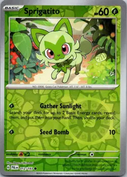 Sprigatito 012/193 Common Paldea Evolved Pokemon Reverse Holo Near Mint - Image 1