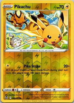 Pikachu 049/195 Common Silver Tempest Reverse Holo Near Mint - Image 1