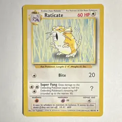 Pokemon Raticate 60HP Uncommon Base Set Stage 1 Regular 40/102 1999 English - Image 1
