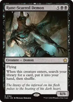 ~ Rune-Scarred Demon ~ NM Foil ~ Foundations ~ MTG ~ - Image 1