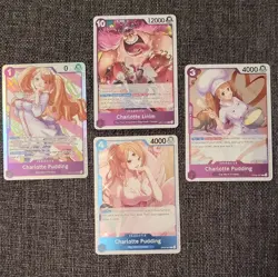 Bandai One Piece Charlotte Pudding & Linlin Holo Card Lot 4 cards - Image 1