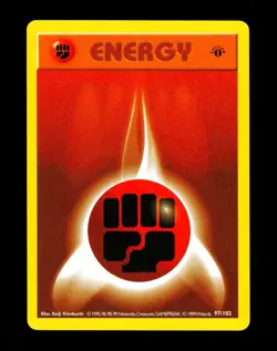 1999 Pokemon FIGHTING ENERGY Base Set 1ST EDITION Back Stamp ERROR Card 97/102 - Image 1