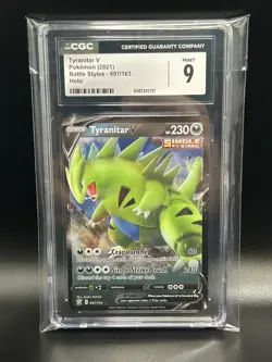 2021 Tyranitar V Pokemon Card Holo Rare Battle Styles 097/163 CGC 9 - Image 1