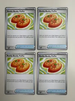 x4 Playset Buddy - Buddy Poffin 144/162 Pokemon TCG Temporal Forces Pack Fresh - Image 1