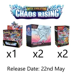 PRESALE Chaos Rising Pokemon Center Bundle 1x Booster Box, 2x Bundles, 2x PC ETB - Image 1