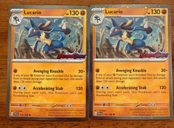 Pokemon TCG Lucario 114/198 Cosmos Holo Scarlet & Violet Stamped Lot (2) - Image 1
