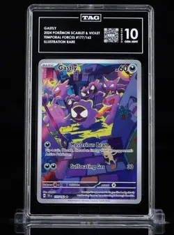 2024 Pokemon EN-Temporal Forces Gastly Illustration Rare TAG 10 177/162 - Image 1