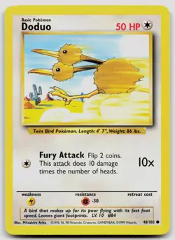 DODUO 48/102 COMMON BASE SET UNLIMITED POKEMON LP - Image 1