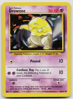 DROWZEE 49/102 COMMON BASE SET UNLIMITED POKEMON LP - Image 1