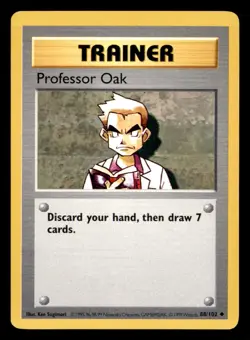 Professor Oak 88/102 Uncommon Base Set Shadowless Pokemon Unlimited LP - Image 1