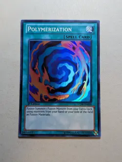 YuGiOh Polymerization Super Rare 1st Edition LCJW-EN059 LIght/Mod Play - Image 1