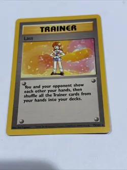 Pokemon Rare Trainer Card - Lass - 75/102 Base Set - Shadowless - 1999 Near Mint - Image 1
