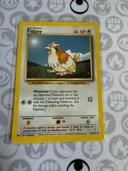 Pidgey 57/102 Common Base Set Unlimited Pokemon Lightly Played - Image 2