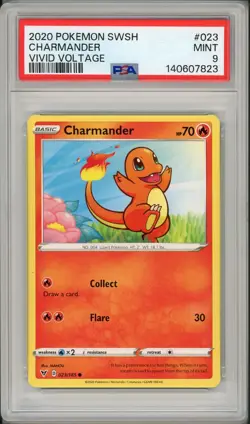2020 Pokemon SWSH Vivid Voltage Charmander #023 PSA 9 - Image 1