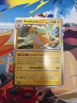 Pokemon Chaos Rising Ampharos Pre-release Stamped Promo - NM - Image 1