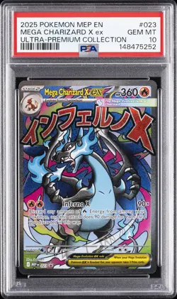 2025 POKEMON MEP EN-ME BLACK STAR PROMO #023 MEGA CHARIZARD X EX PSA 10 - Image 1