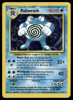 Poliwrath 13/102 Holo Holo Rare Base Set Unlimited Pokemon MP - Image 1