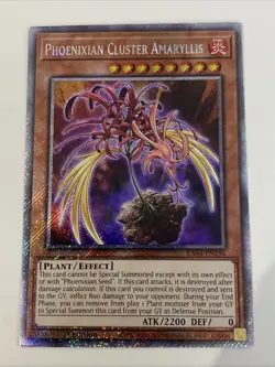Yugioh Phoenixian Cluster Amaryllis - 1st Platinum Secret Rare NM - Free Holo - Image 1