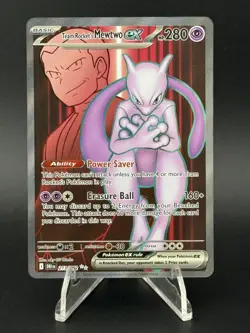 Team Rocket's Mewtwo ex 213/182 Ultra Rare Destined Rivals Pokemon TCG - Image 1