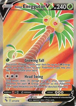 Alolan Exeggutor V (Full Art) Holo Ultra Rare Pokemon GO 071/078 NM - Image 1