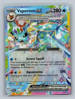 Vaporeon ex - 023/131 023/131 Holo Double Rare Prismatic Evolutions Pokemon NM - Image 1