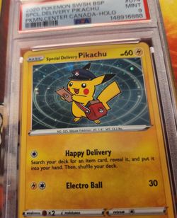 Pokemon Special Delivery Pikachu PSA 9 swirl Canada Holo Promo SWSH074 - Image 5