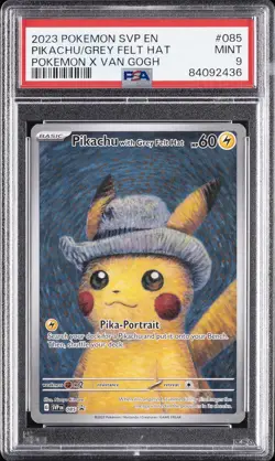 2023 POKEMON SVP EN-SV BLACK STAR PROMO #085 PIKACHU WITH GREY FELT HAT PSA 9 - Image 1