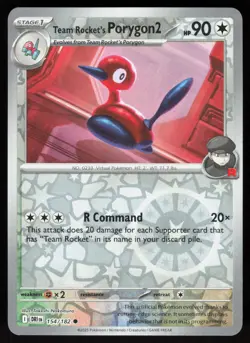 Team Rocket's Porygon2 154/182 Common Destined Rivals Pokemon Reverse Holo NM - Image 1