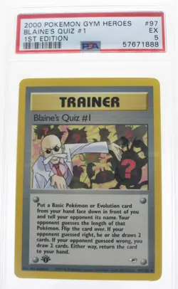 PSA 5 EXCELLENT 2000 Pokemon Gym Heroes #97 Blaine's Quiz #1 1st Edition !!! - Image 1