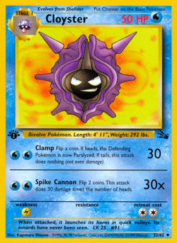 Cloyster 32/62 Uncommon Fossil Pokemon Lightly Played - Image 4