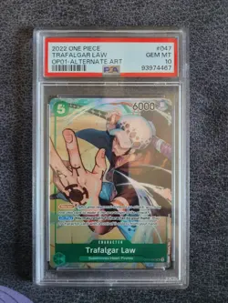 One Piece Trafalgar Law "Pre Errata" Alt Art OP01-047 Romance Dawn PSA 10 - Image 1
