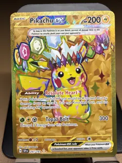 Pokemon TCG SV08 Surging Sparks Pikachu EX Hyper Rare Gold Holo Card 247/191 NM - Image 1