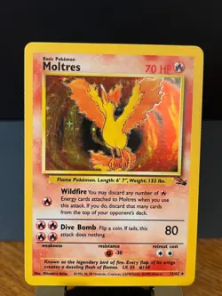 Pokemon Fossil Set Unlimited Moltres 12/62 Holo Rare LP-MP - Image 1