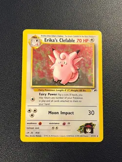 Pokemon Gym Heroes Unlimited Erika's Clefable 3/132 Holo Rare LP-MP - Image 1