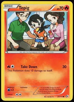 Tepig 25/113 Common Legendary Treasures Pokemon Moderately Played - Image 1