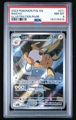 2023 Graded PSA 8.0 Raichu #211 Pokemon Paldea Evolved Full Art - Image 1