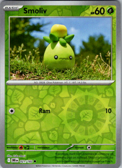 2025 Pokemon Destined Rivals Smoliv 021/182 Reverse Holo - Image 1