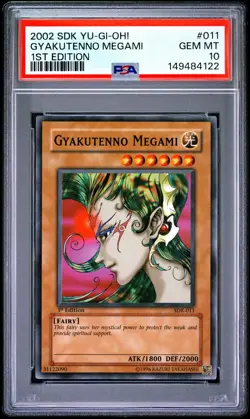 2002 YU-GI-OH! STARTER DECK: KAIBA 1ST EDITION #011 GYAKUTENNO MEGAMI PSA 10 - Image 1