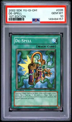 2002 YU-GI-OH! STARTER DECK: KAIBA 1ST EDITION #035 DE-SPELL PSA 10 - Image 1